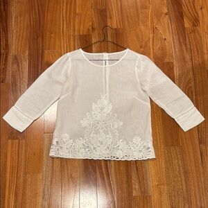 White Embroidered Linen Top - Brooks Brothers - small